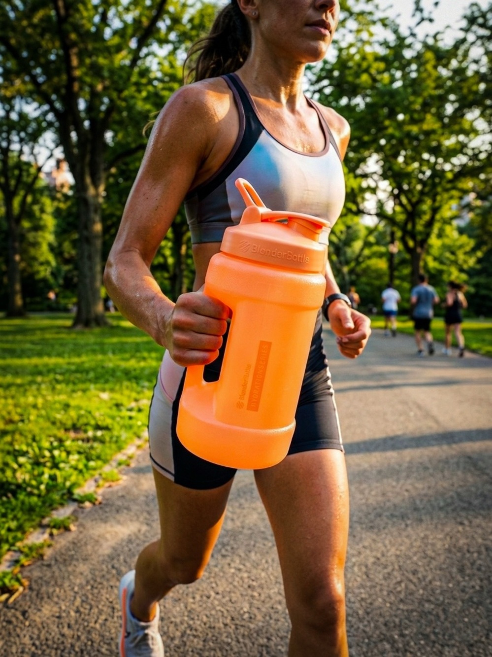 BlenderBottle 64 oz Hydration Jug Neon Orange Water Bottle NWT Leak Proof